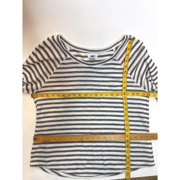 Old‎ Navy Striped Long Sleeve Top Gray White Raglan Cozy Casual Pullover Large - Picture 3 of 4